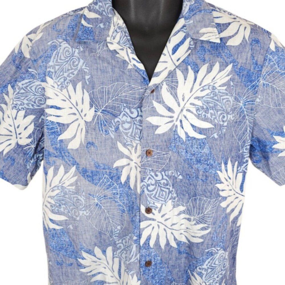 Vintage RJC Hawaiian Shirt Mens Size Large Blue 80s 90s Reverse Made In Hawaii